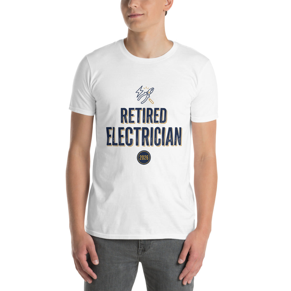 Retired Electrician 2026 t-shirt, white shirt