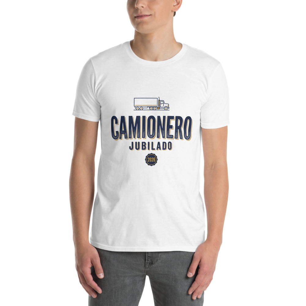 Camiseta Camionero Jubilado 2026, white shirt